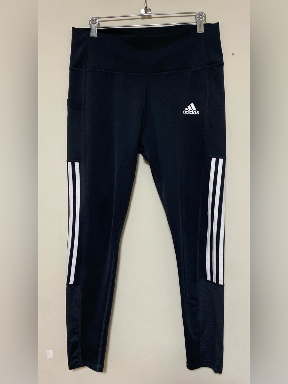 adidas Black women Performance Leggings with White Side Stripes